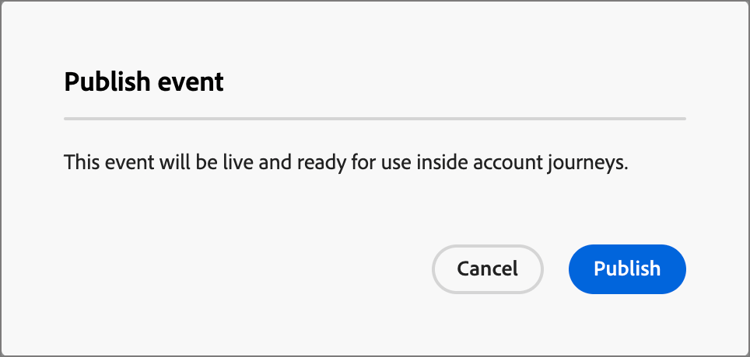 Publish event dialog