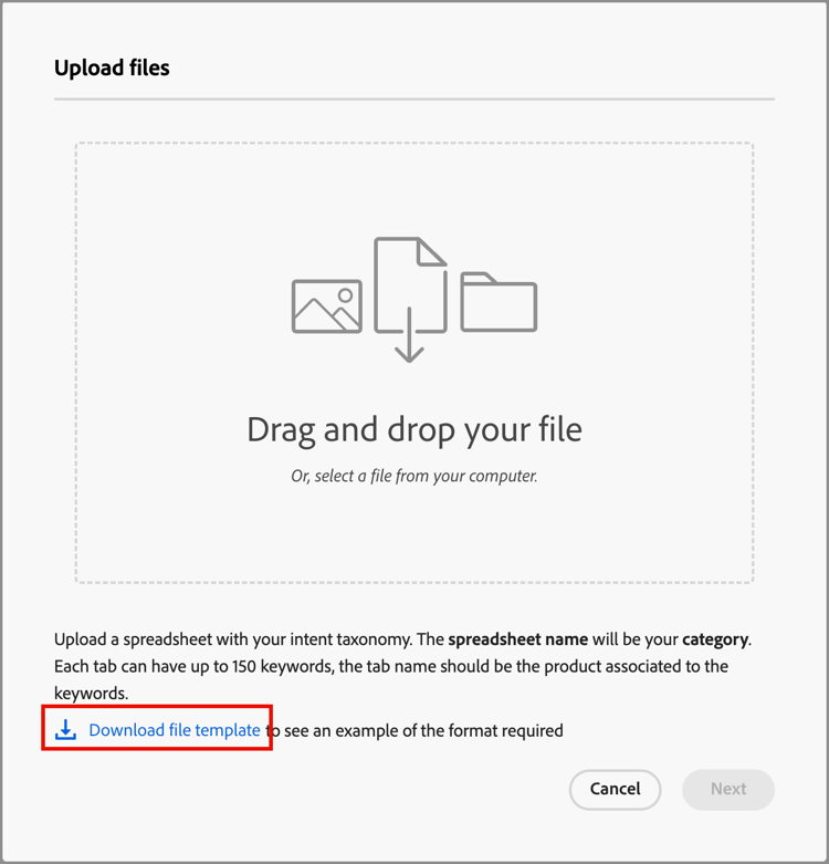 Intent data download template file