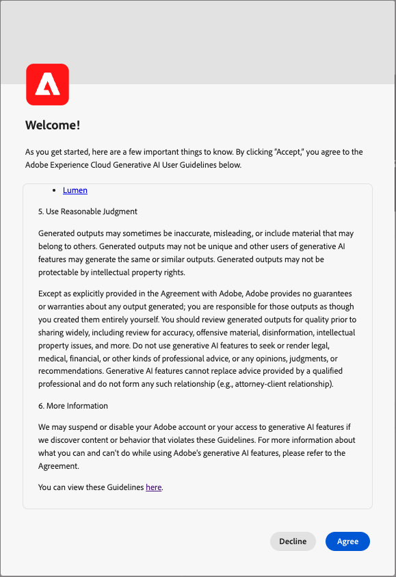The last page of the user agreement.
