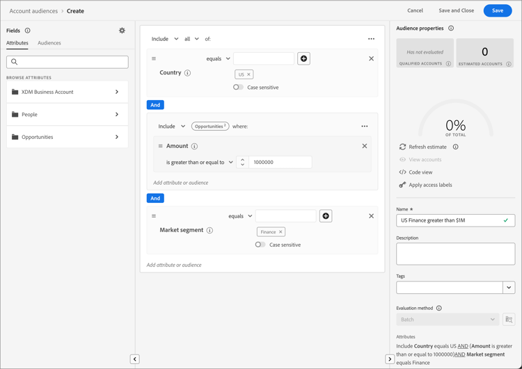 account audience segment builder example