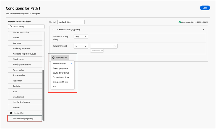 Split path node - conditions filter logic