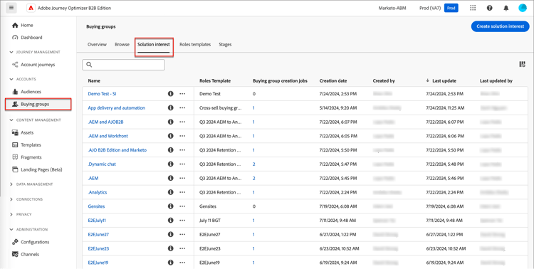 Solution Interest tab