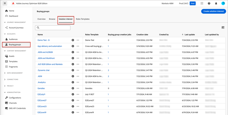 Solution Interest tab