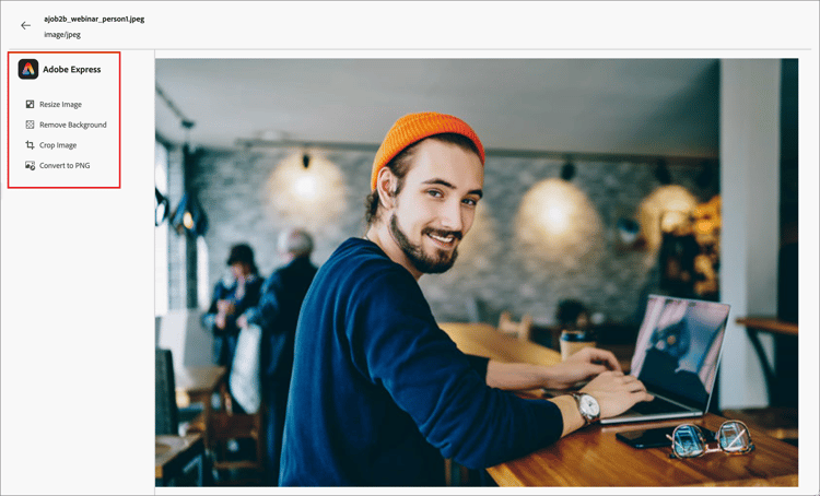 Select an edit type to modify the image