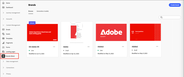 Access the brands library