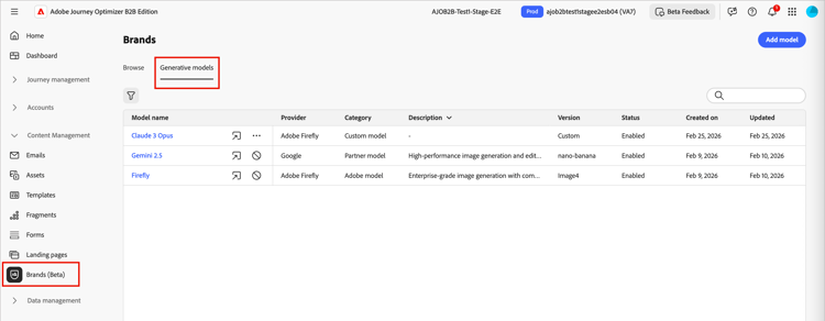 Access the generative models list