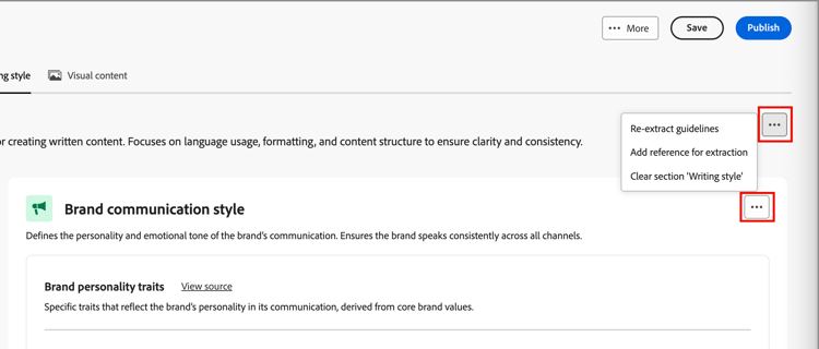Clear the section/category or add extraction reference