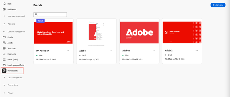 Access the brands library