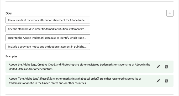 Defined guideline with examples