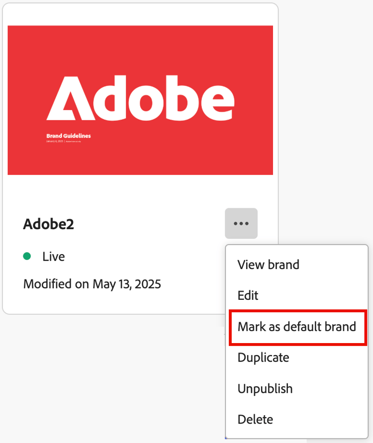 Designate the default brand identity