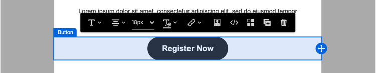 Button component displayed with toolbar