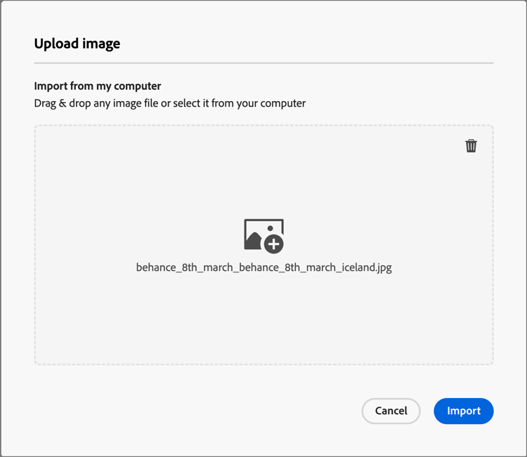 Import an image file to the