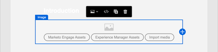 Image component displayed with toolbar