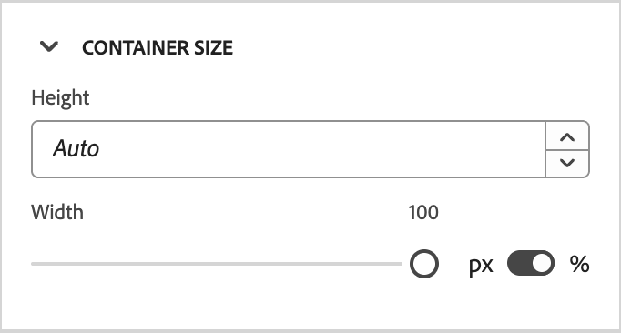 Divider container size settings