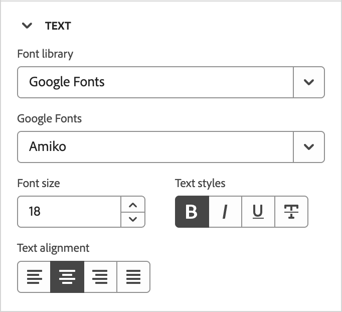 Button text settings