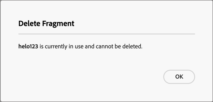 Delete fragment dialog - cannot delete in-use fragment