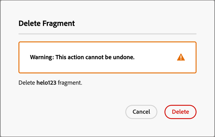 Delete fragment dialog