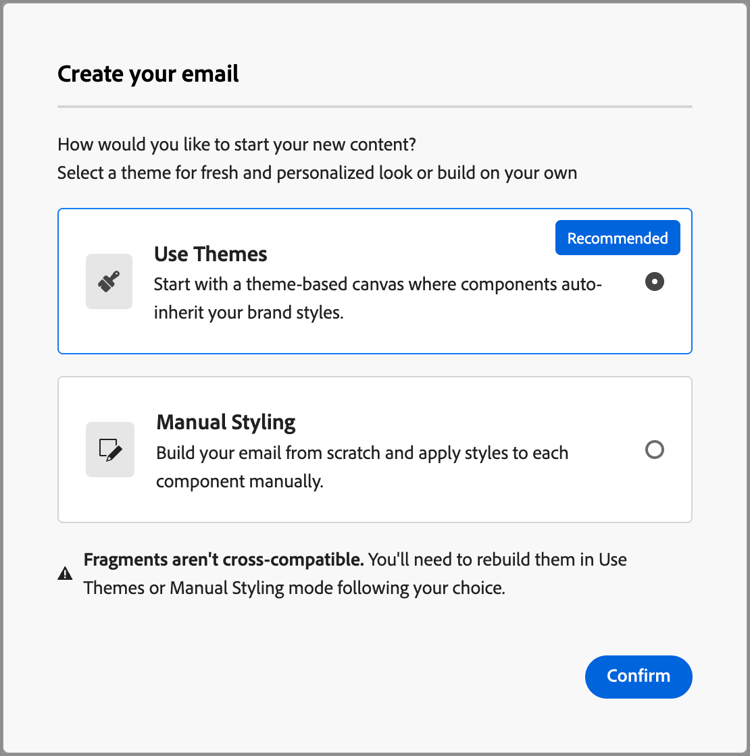 Create your email - Use themes