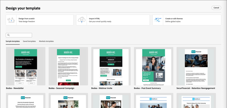 Choose how you want to start with your email template design