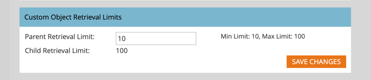 Marketo Engage email admin - Custom Object Retrieval Limits default values