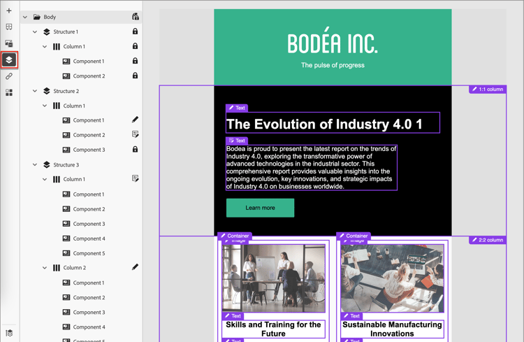 View editable areas in a governed template