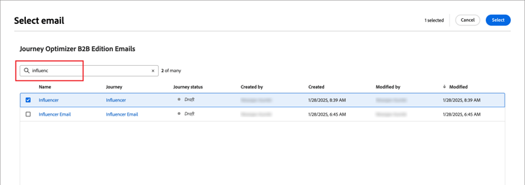 Select email
