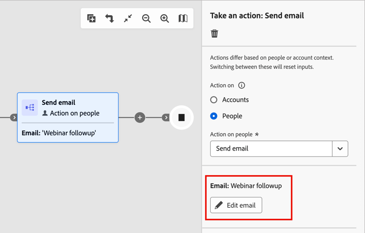Send email journey node - edit email
