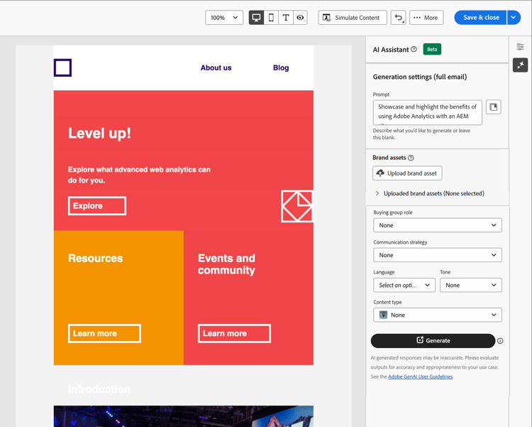 AI Assistant - text settings