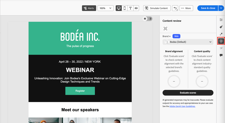 Access the Brand alignment scoring tools