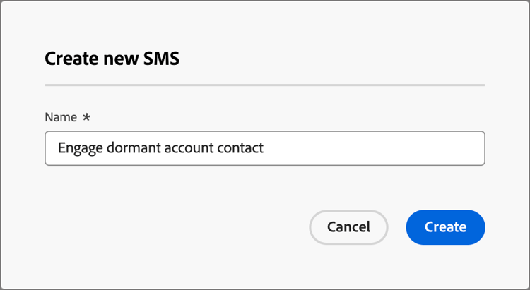 Create new SMS dialog