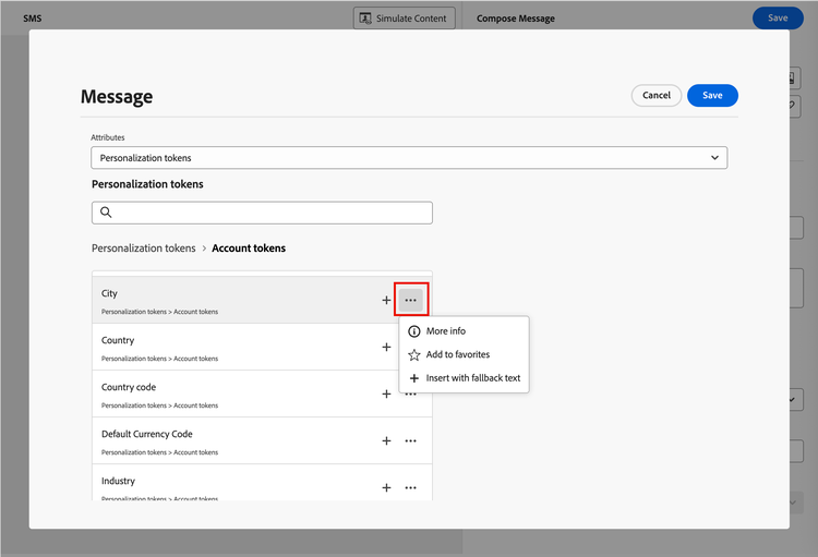 Click the ellipses to use a fallback for the token