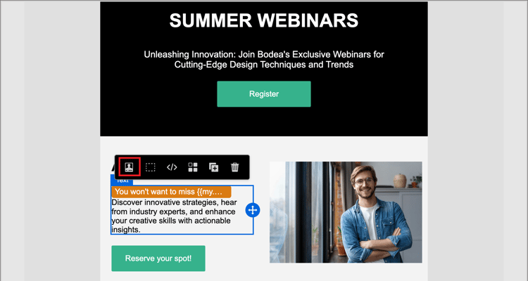 Click the Add personalization icon