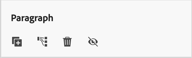 click an action icon for the selected element