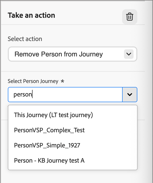 Take an action - Remove person from Journey