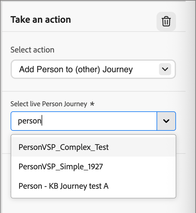 Take an action - Add person to (other) Journey