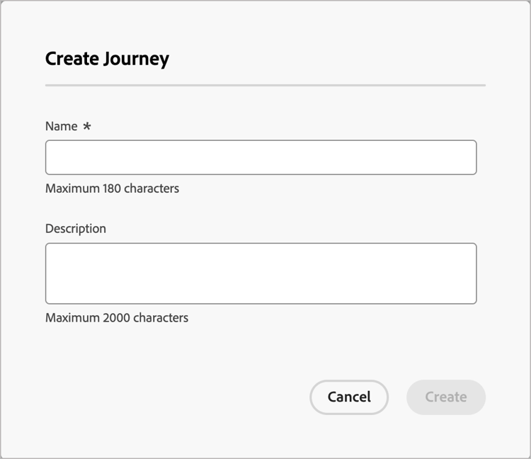 Create Journey dialog