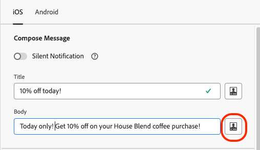 personalization button