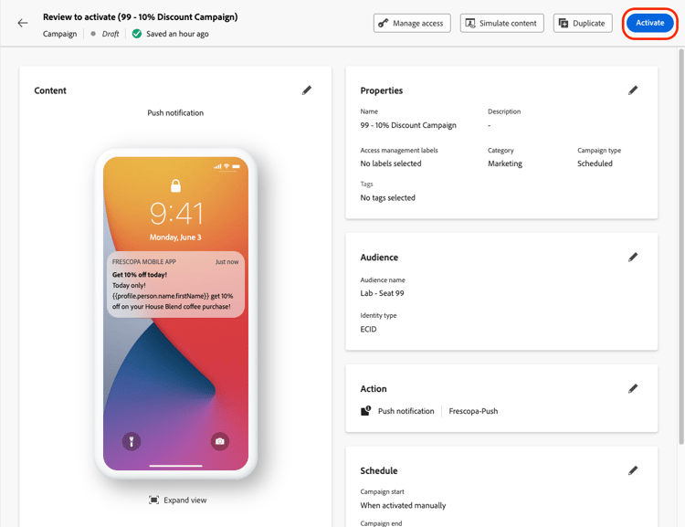 review to activate screen