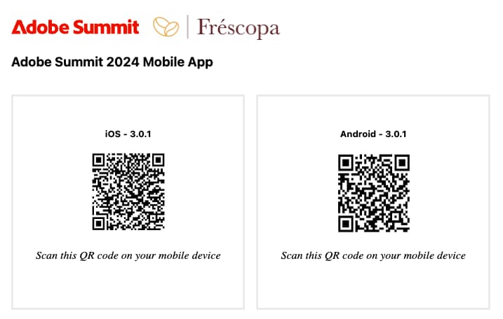 Fréscopa mobile app QR codes