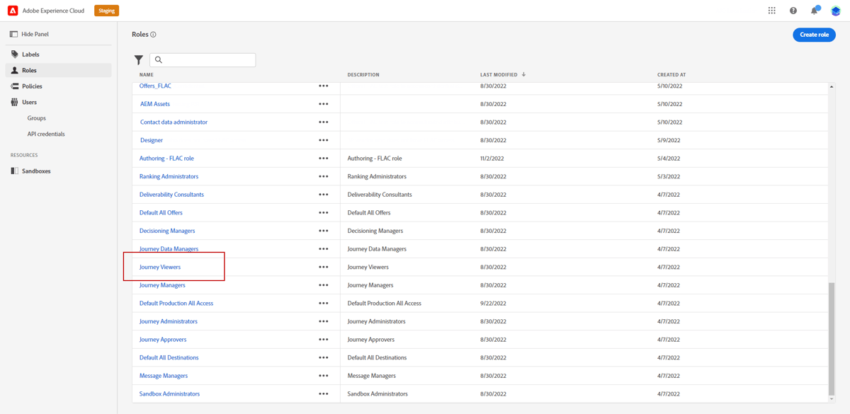 Manage users and roles | Adobe Journey Optimizer