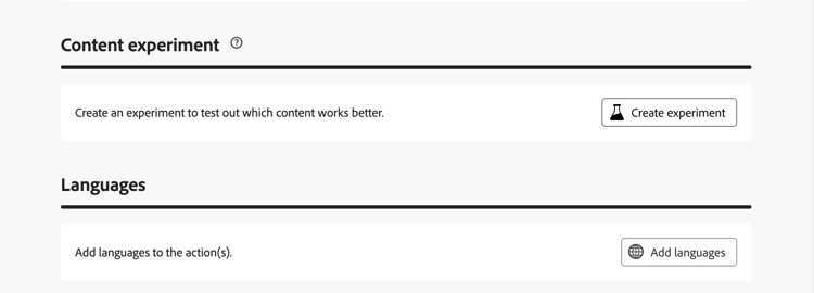 image showing the Content experiment section