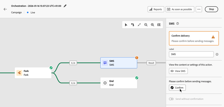 image showing the Confirm button