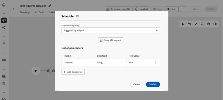 Add parameter to define payload parameters for the signal