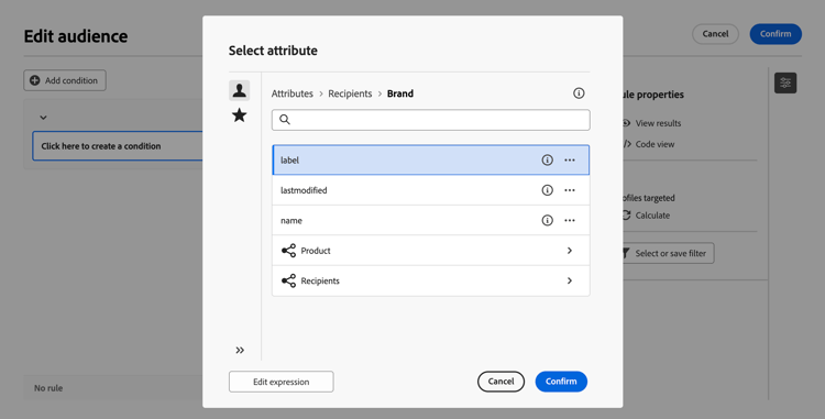 Screenshot of the Brand table