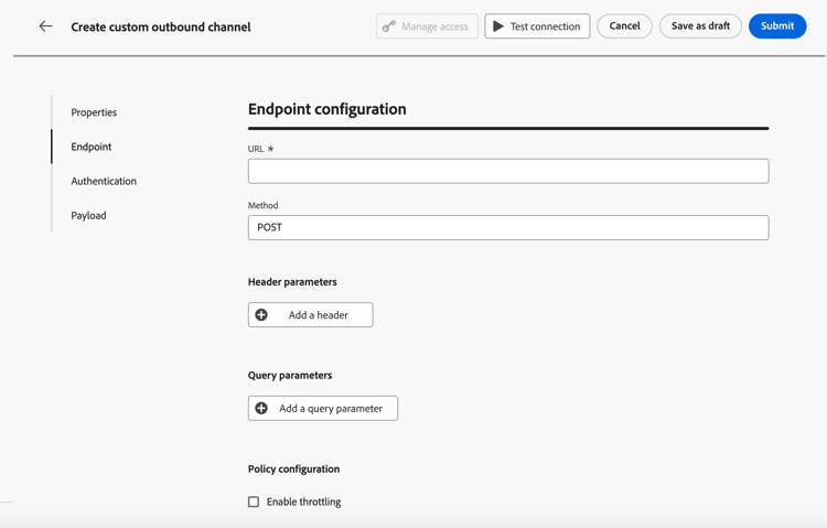 Endpoint configuration