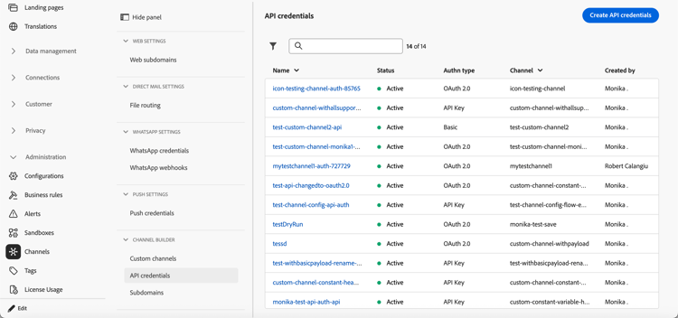 API credentials