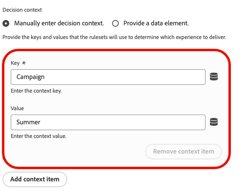 Image showing the personalization configuration screen.