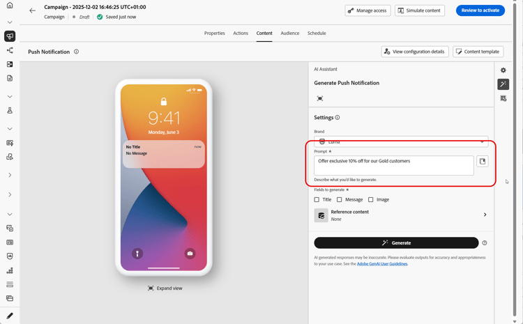 AI Assistant with Prompt field and options