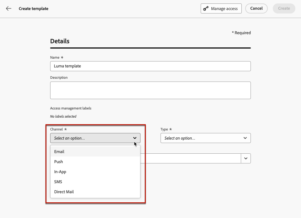 Create content templates | Adobe Journey Optimizer