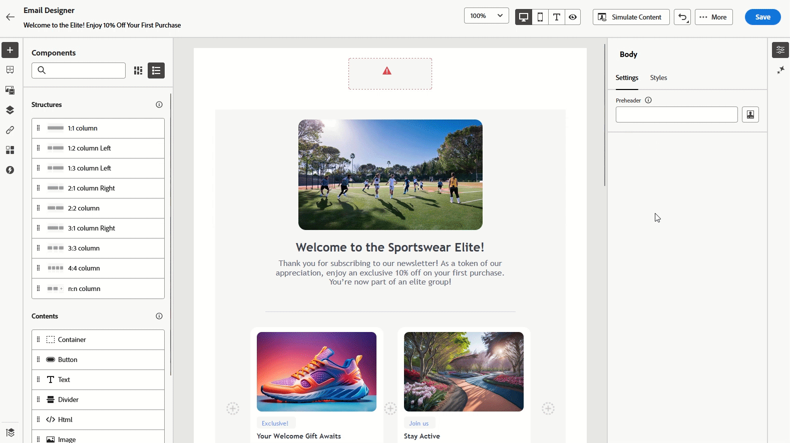 Animated demonstration showing Generate Content reusing existing campaign content to generate new variations